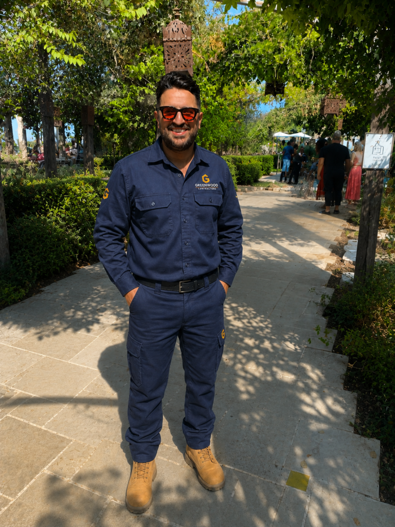 Jay Bazak, co-founder of Greenwood Contractors, at a remodeling project site in Los Angeles